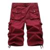 Men's Cotton Twill Multi Pockets Shorts Lightweight Relaxed Fit Cargo Short Casual Outdoor Military Short Pants (Red,46) view 2