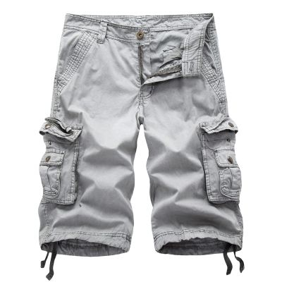 Maiyifu-GJ Men's Cotton Twill Multi Pockets Shorts Lightweight Relaxed Fit Cargo Short Casual Outdoor Military Short Pants (Grey,46)
