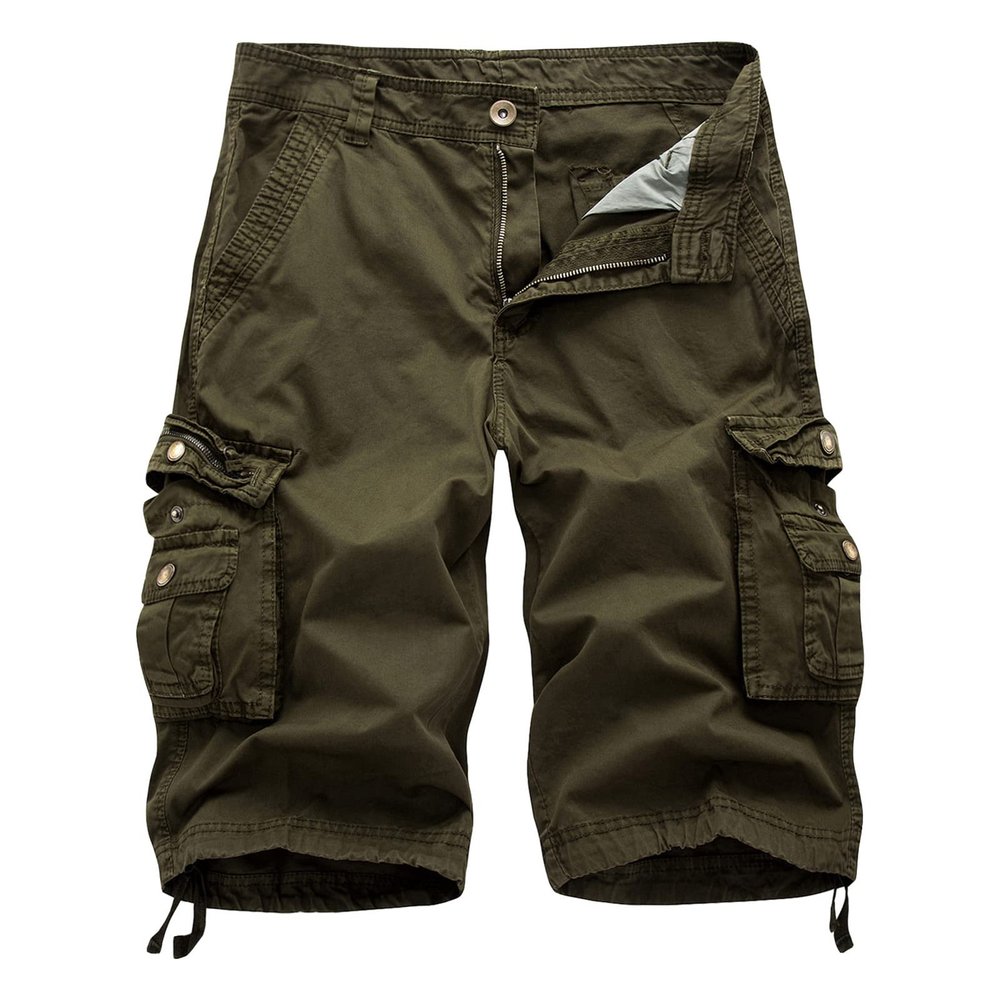 Maiyifu-GJ Men's Cotton Twill Multi Pockets Shorts Lightweight Relaxed Fit Cargo Short Casual Outdoor Military Short Pants (Green,48)