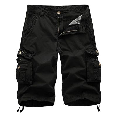 Maiyifu-GJ Men's Cotton Twill Multi Pockets Shorts Lightweight Relaxed Fit Cargo Short Casual Outdoor Military Short Pants (Black,31)