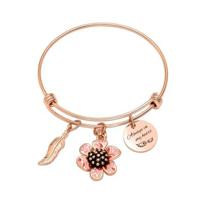 Yinplsmemory Cremation Jewelry Flower Urn Bracelet for Ashes for Women Sister Memorial Expandable Ashes Keepsake Bangle Bracelet