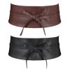 2 Pack Women PU Leather Obi Belts Wide Self Tie Bowknot Belts Fashion Wrap Around Belts for Jumpsuit Dress (Black+Coffee,Suits waist size 31''-36'') view 1
