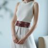 2 Pack Women PU Leather Obi Belts Wide Self Tie Bowknot Belts Fashion Wrap Around Belts for Jumpsuit Dress (Black+Coffee,Suits waist size 31''-36'') view 2