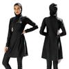 Womens Muslim Swimsuits Long Sleeve Floral Print Hijab Top Swim Pants Elastic Waistband Full Coverage Swimwear Modest Islamic Ladies Beachwear Swimming Burkini Bathing Suit Black 8 X-Large view 1