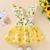 Baby Toddler Princess Ruffles Tulle Printed Girls Sleeveless Backless Sunflower Dress Baby Girl (Yellow, 18-24 Months) view 3