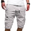 Maiyifu-GJ Men's Elastic Waist Cargo Shorts Casual Relaxed Fit Multi Pockets Short Lightweight Outdoor Military Short Pants (White,Medium) view 1