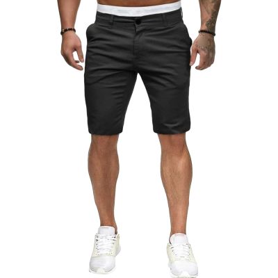 Men's Slim Fit Classic Chino Short Comfort Stretch Solid Dress Shorts Lightweight Straight Leg Flat Front Shorts (Black,Small)