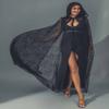 Unicra Lace Full Length Hooded Cloak Long Cape Halloween Costume Cloak Cosplay Party Cape for Women (Black) view 2