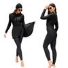 AWIBMK Muslim Swimsuits for Women Floral Print Long Sleeve Top Swim Pants Full Coverage Swimwear Modest Islamic Hijab Ladies Beachwear Arabic Swimming Outfits Burkini Swim Suit Black - Z X-Large view 1