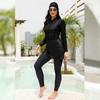 AWIBMK Muslim Swimsuits for Women Floral Print Long Sleeve Top Swim Pants Full Coverage Swimwear Modest Islamic Hijab Ladies Beachwear Arabic Swimming Outfits Burkini Swim Suit Black - Z X-Large view 3