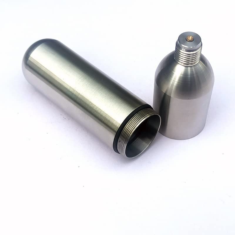 NP Mini 24/33g Reusable Silver Stainless Steel 304 Detachable Air Compressor Tank for Airsoft Life Vest Tire Ball Beauty Gun Paint Spray Gun Mouse Killer (33g 1/2-20unf cylinder)