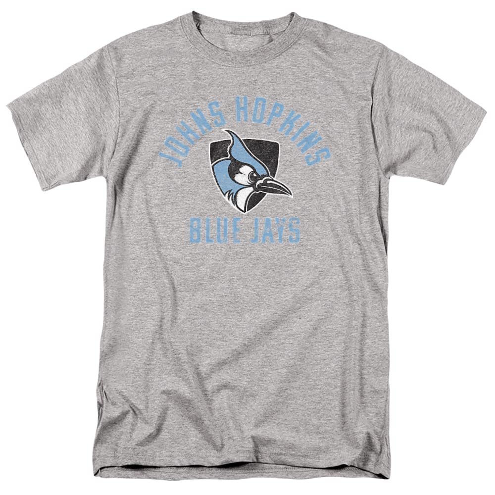 Johns Hopkins University Official Blue Jays Logo Unisex Adult T Shirt,Athletic Heather, 4X-Large