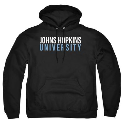 Johns Hopkins University Official Stacked Unisex Adult Pull-Over Hoodie,Black, Large