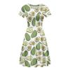 AmzPrint 3D Cartoon Printing Mexico Avocado Dress High Waist Short Sleeve Round Neck Midi Fruit Dress Women view 1