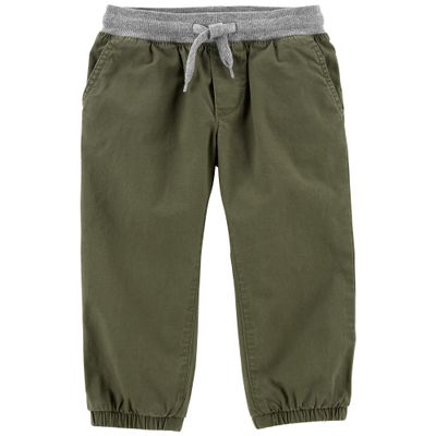 OshKosh B'Gosh Boys' Stretch Canvas Pull-on Jogger, Military Green, 18M