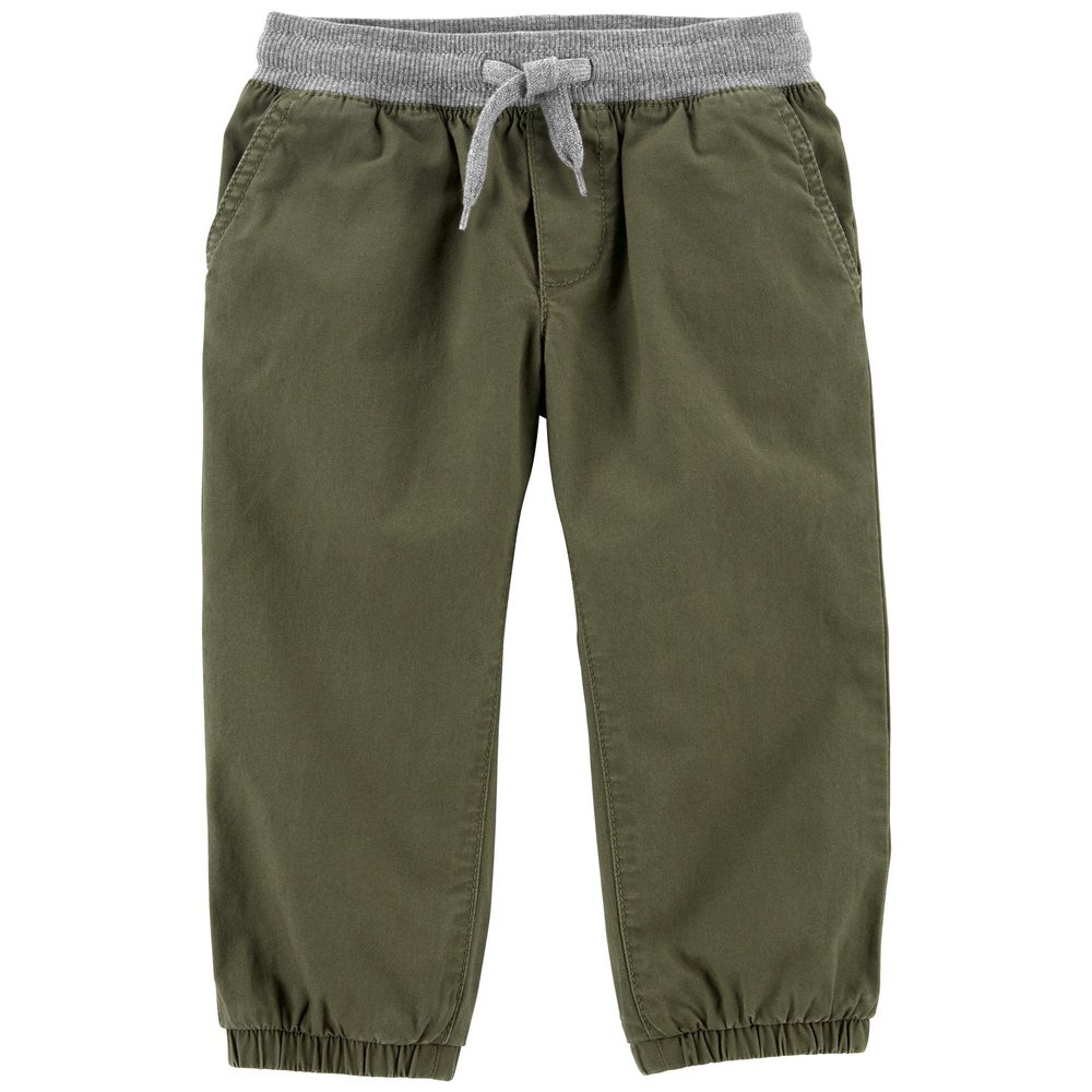 OshKosh B'Gosh Boys' Stretch Canvas Pull-on Jogger, Military Green, 18M