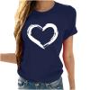 Women Love Heart Graphic T Shirts Summer Casual Short Sleeve Crew Neck Tee Tops Loose Fit T-Shirt Blouses Navy view 1