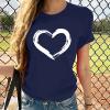 Women Love Heart Graphic T Shirts Summer Casual Short Sleeve Crew Neck Tee Tops Loose Fit T-Shirt Blouses Navy view 2