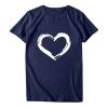 Women Love Heart Graphic T Shirts Summer Casual Short Sleeve Crew Neck Tee Tops Loose Fit T-Shirt Blouses Navy view 3