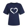 Women Love Heart Graphic T Shirts Summer Casual Short Sleeve Crew Neck Tee Tops Loose Fit T-Shirt Blouses Navy view 4