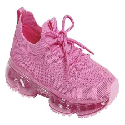 Forever Link Womens Air Cushion Fashion Sneakers Breathable Knit Comfortable Lightweight Walking Shoes, Pink, 7.5