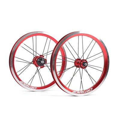 catazer 14 Inch Aluminum Alloy Wheelset with Bearing Hub 9T Axle 74mm 84mm for Kids Bike/BMX/Electric/Fold Bike Replacement (Red)