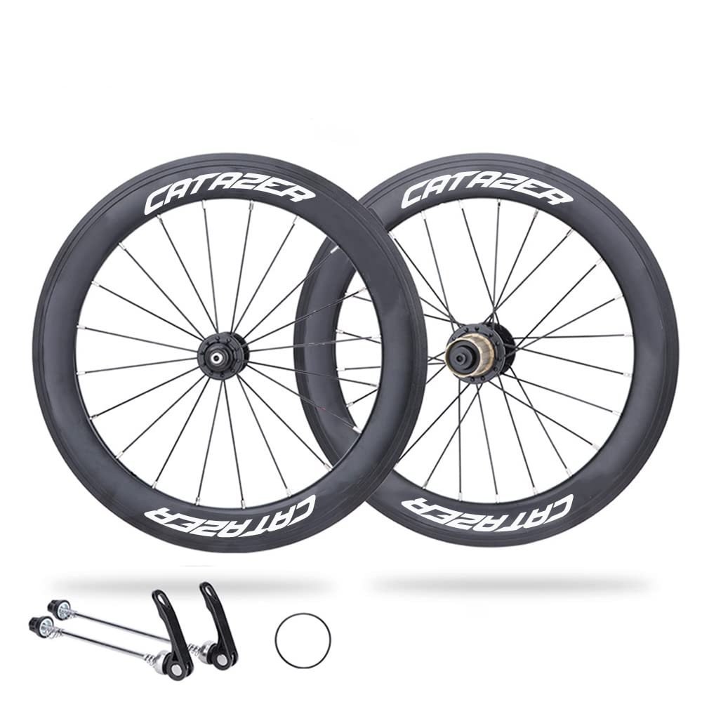 catazer 16 Inch 349mm Aluminum Alloy Folding Bike Wheelset 40mm Hight 16 * 1-3/8 aero (Rim Brake)