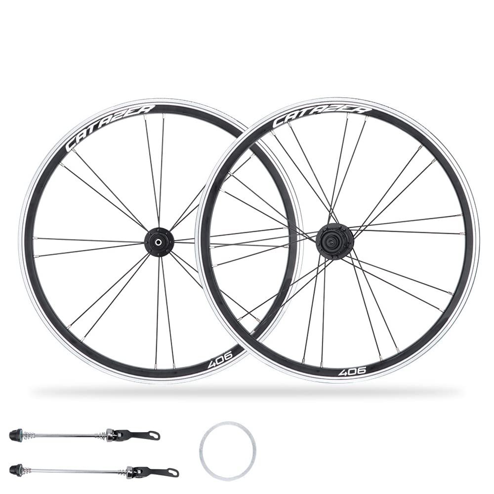 Lightweight 20 Inch 406mm 451mm Aluminum Alloy Wheelset with Bearing Hub for BMX/Electric/Fold Bike Replacement (Black Rim Brake,406mm)