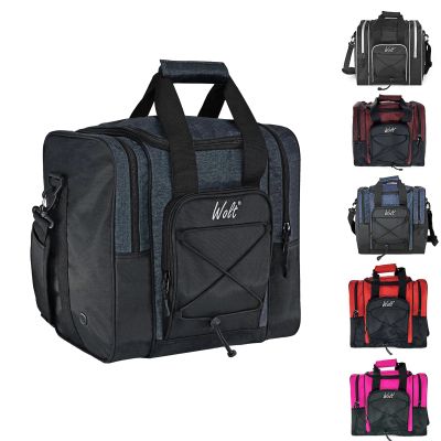 WOLT Bowling Ball Bag for Single Ball -Bowling Bag with Padded Holder, 2 Pockets Fit Shoes Up to Mens Size 14 and Accessories(GREY)