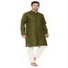 ITOS365 Men Cotton Blend Kurta Pyjama Set Party Fashion Regular Ethinic Wear Indian Dress Gift for Men Mehndi XL view 3