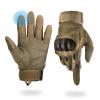 Liovoras Tactical Gloves for Men, Shooting Motorcycle Gloves Hard Shell Knuckle Protection Leather Palm for Riding Airsoft Paintball Climbing Training - Tan, Size L view 1