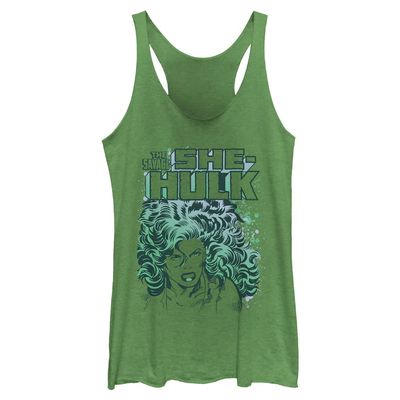 Marvel Womens Classic She Hulk Racerback Tank Top Shirt, Envy Green, X-Small US