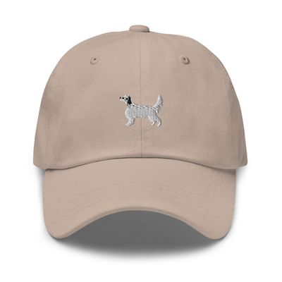 English Setter hat, Embroidered Unisex dad hat, Black and White English Setter Dog mom dad hat, English Setter Gifts.