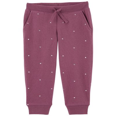 Osh Kosh Baby Girls' Fleece Pull-On Pants, Grape Twist, 18 Months
