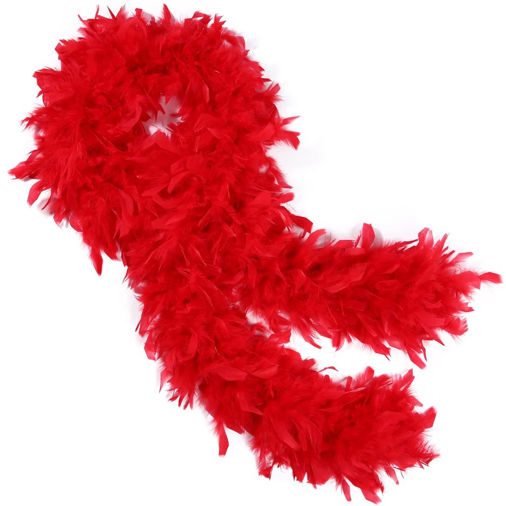 THARAHT Red Chandelle Turkey Feather Boa 2 Yards 40g for DIY Craft Home Dancing Wedding Party Halloween Costume Decoration Feather Boa