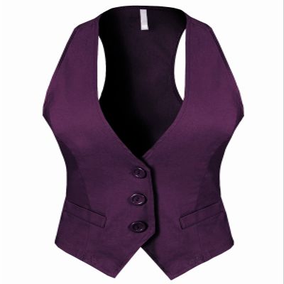 Design by Olivia Women's Dressy Casual Versatile Racerback Vest Tuxedo Suit Waistcoat Plum 1XL