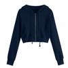 Teen Girls Casual Drawstring Zip Up Hoodie Cute Workout Crop Top Trendy Lightweight Long Sleeve Sweatshirt for Women Navy view 1