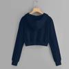 Teen Girls Casual Drawstring Zip Up Hoodie Cute Workout Crop Top Trendy Lightweight Long Sleeve Sweatshirt for Women Navy view 4