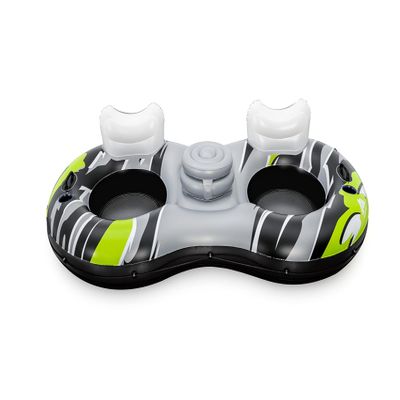 oky Adult Unisex Rapid Rider II Double Inflatable River Tube Float, Multicolor, 94.49 x 48.03 x 19.69''