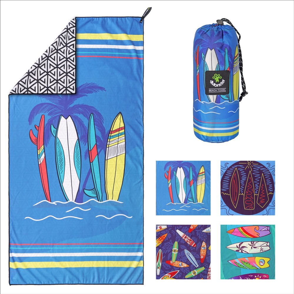 4Monster Microfiber Beach Towel Quick Dry,Super Absorbent Lightweight Travel Towel for Swimmers, Sand Free Camping Towel, Beach Towels for Pool,Swim,Water Sports,Yoga