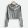 Teen Girls Casual Drawstring Zip Up Hoodie Cute Workout Crop Top Trendy Lightweight Long Sleeve Sweatshirt for Women Gray view 3