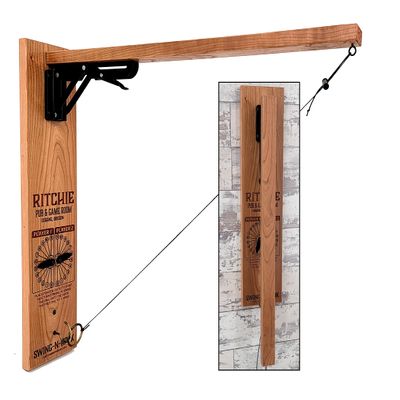 Custom Brew Gear Personalized Wall Mount Ring and Hook Game, Solid Cherry, Personalized Folding Game