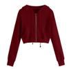 Teen Girls Casual Drawstring Zip Up Hoodie Cute Workout Crop Top Trendy Lightweight Long Sleeve Sweatshirt for Women Wine view 1