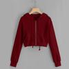 Teen Girls Casual Drawstring Zip Up Hoodie Cute Workout Crop Top Trendy Lightweight Long Sleeve Sweatshirt for Women Wine view 2