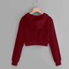 Teen Girls Casual Drawstring Zip Up Hoodie Cute Workout Crop Top Trendy Lightweight Long Sleeve Sweatshirt for Women Wine view 4