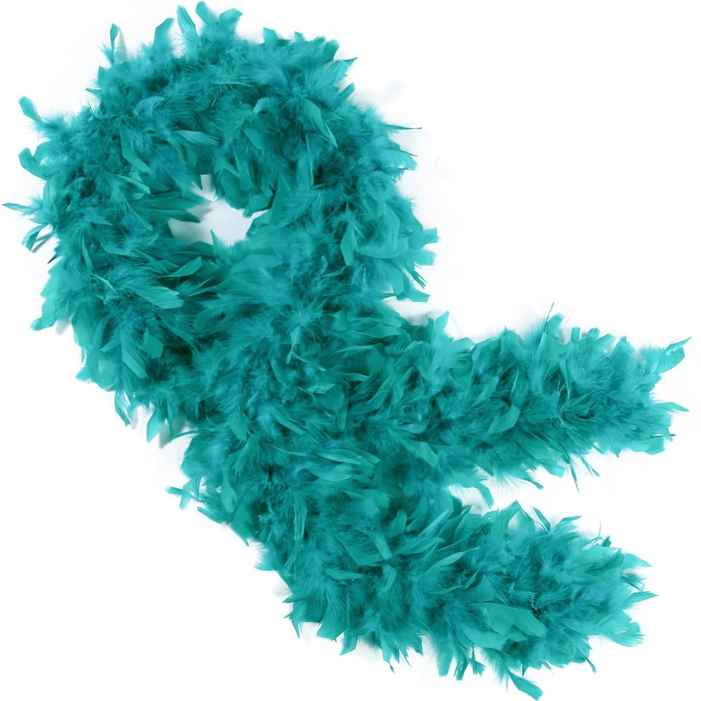 THARAHT Teal Chandelle Turkey Feather Boa 2 Yards 40g for DIY Craft Home Dancing Wedding Party Halloween Costume Decoration Feather Boa