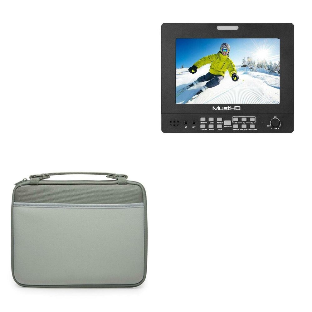 BoxWave Case Compatible with MustHD M703H - Hard Shell Briefcase, Slim Messenger Bag Briefcase Cover Side Pockets - Pewter