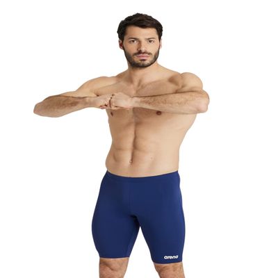 ARENA Men's Team Colors Solid Swim Jammer MaxLife Athletic Swimwear Professional Training Swimsuit Sports Bathing Suit, Navy/White, US Size 20