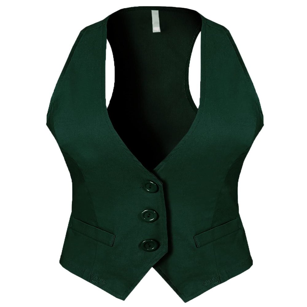 Design by Olivia Women's Dressy Casual Versatile Racerback Vest Tuxedo Suit Waistcoat Hunter Green S