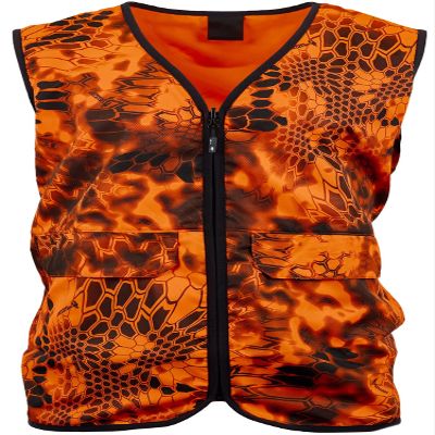 Kryptek Men's Vesuvius Vest, Visibility, Reversible Vesuvius Vest High Visibility Reversable Hunting Safety Vest, Inferno/Blaze Orange, Small US